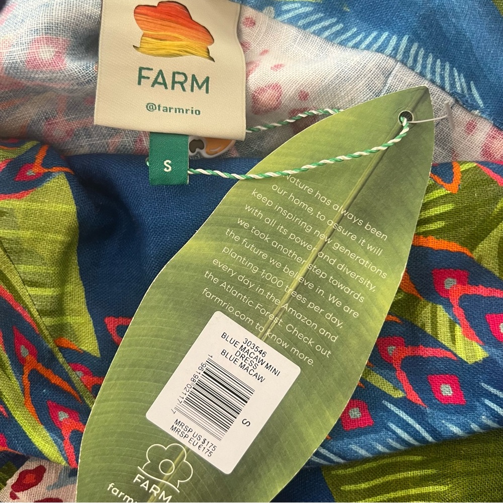 NWT Farm Rio Blue Macaw Mini Wrap Dress - Picture 8 of 8